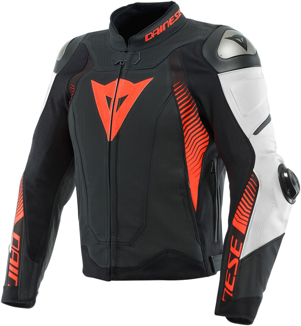 Dainese Super Speed 4 perforated Motorcycle Leather Jacket black/white/red 46 Figure 1