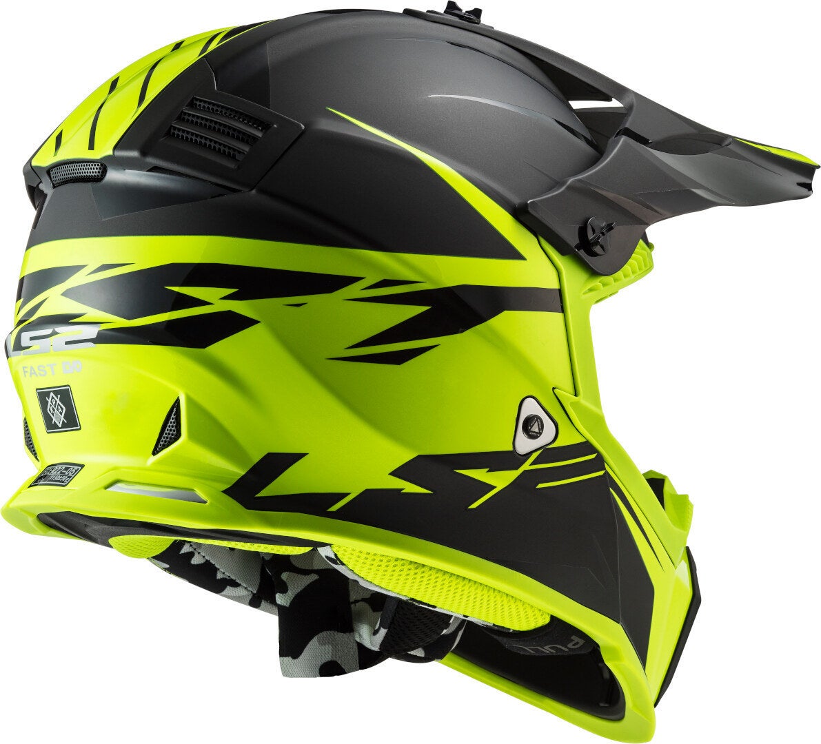 LS2 MX437 Fast Evo Roar Motocross hjelm sort mat/gul M (57/58) Figur 6