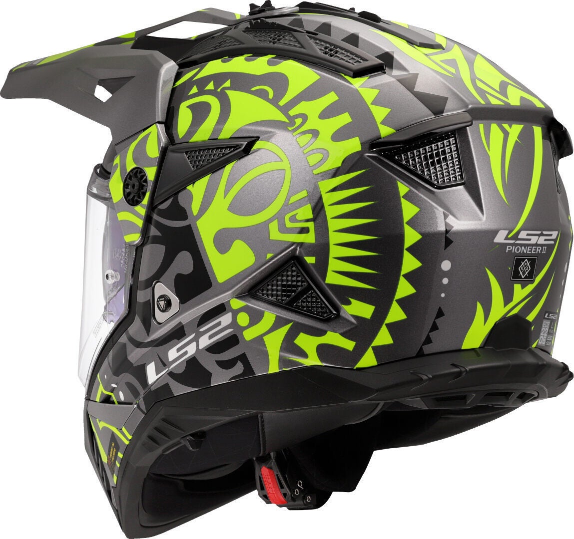 LS2 MX702 Pioneer II Rangi Casco da motocross Grigio/Giallo neon L (59/60) Figura 3