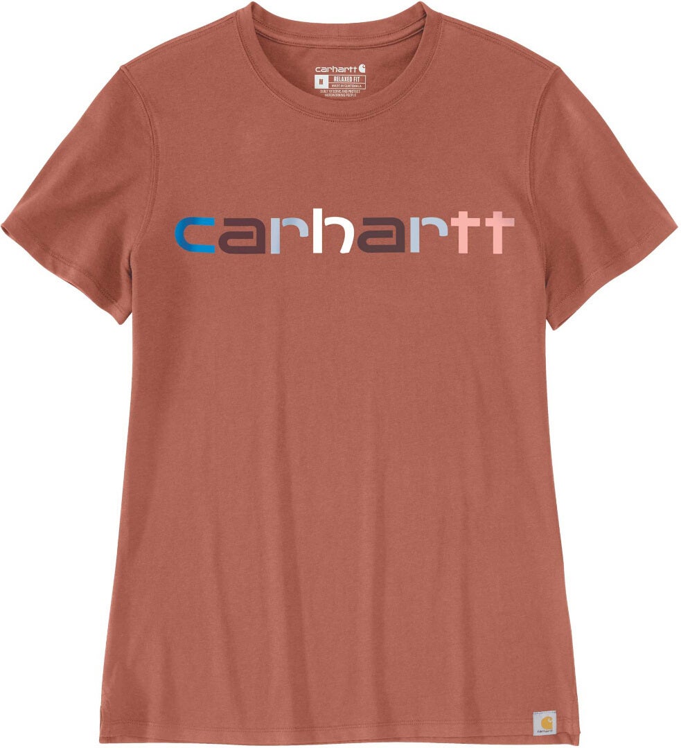 Carhartt Relaxed Fit Lightweight Multi Color Logo Graphic Ladies T-Shirt brown S Figure 1