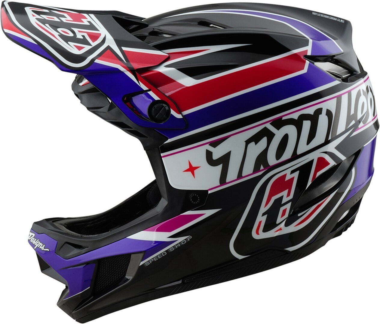 Troy Lee Designs D4 Mips Linear Polyacryliet Downhill Helm zwart/wit/rood/blauw S (55/56) Figuur 9