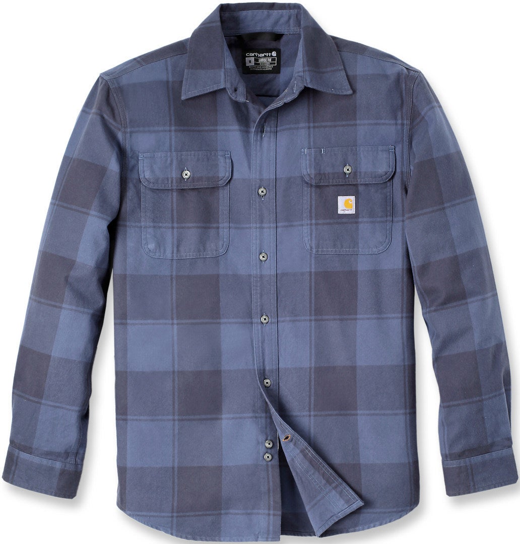 Carhartt Loose Fit Heavyweight Flannel Long-Sleeve Plaid Camisa azul S Figura 1