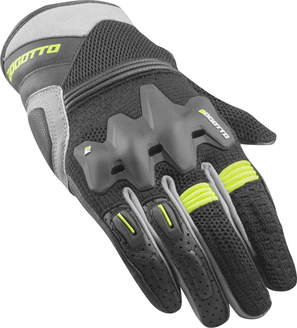 Bogotto Xatran Mănuși de motocicletă perforate negru/gri/galben-neon 3XL Figura 1