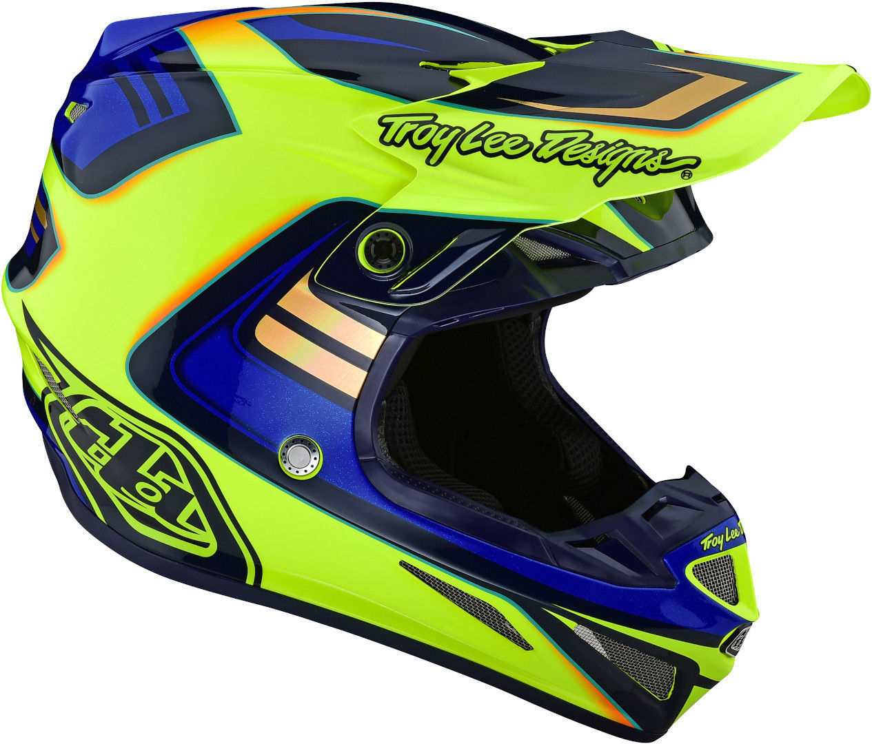 Troy Lee Designs SE4 Flash MIPS Casco Motocross giallo/blu M Figura 3