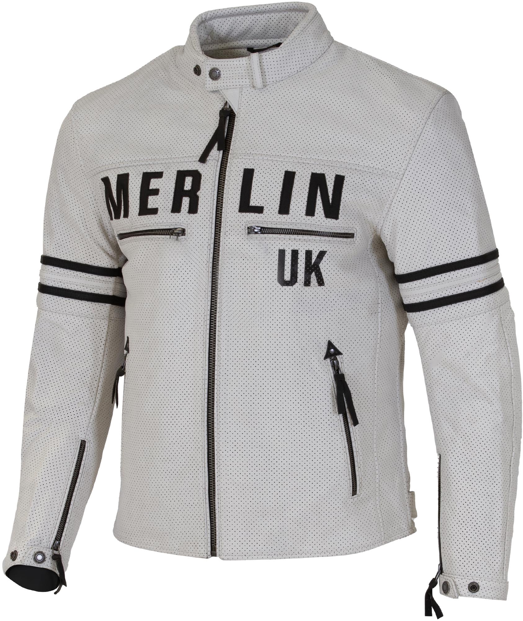 Merlin Revival D3O perforated Motorcycle Leather Jacket white 48 Figure 1