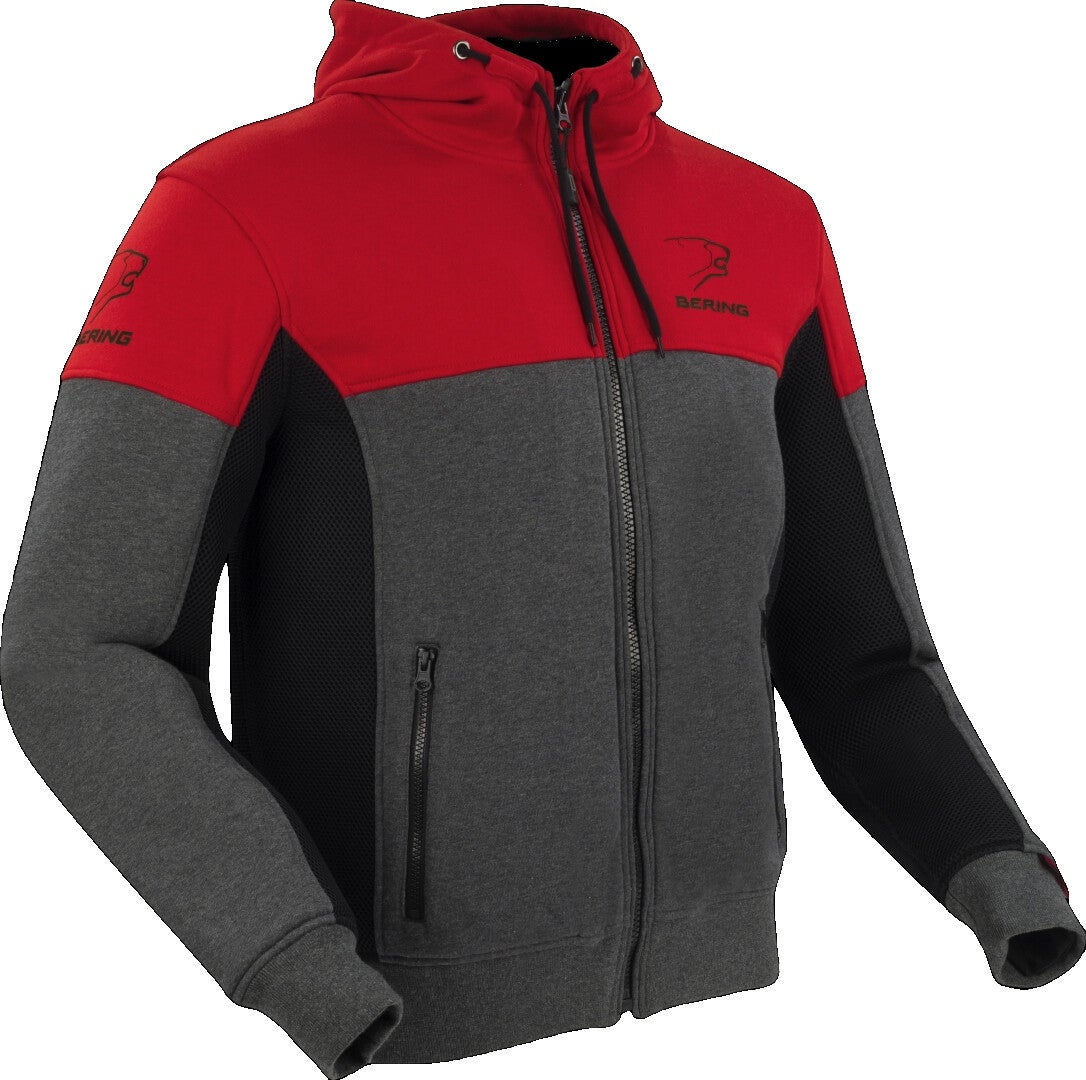 Bering Hoodiz Vented Sweat à capuche zippé moto noir/anthracite/rouge 4XL Figure 1