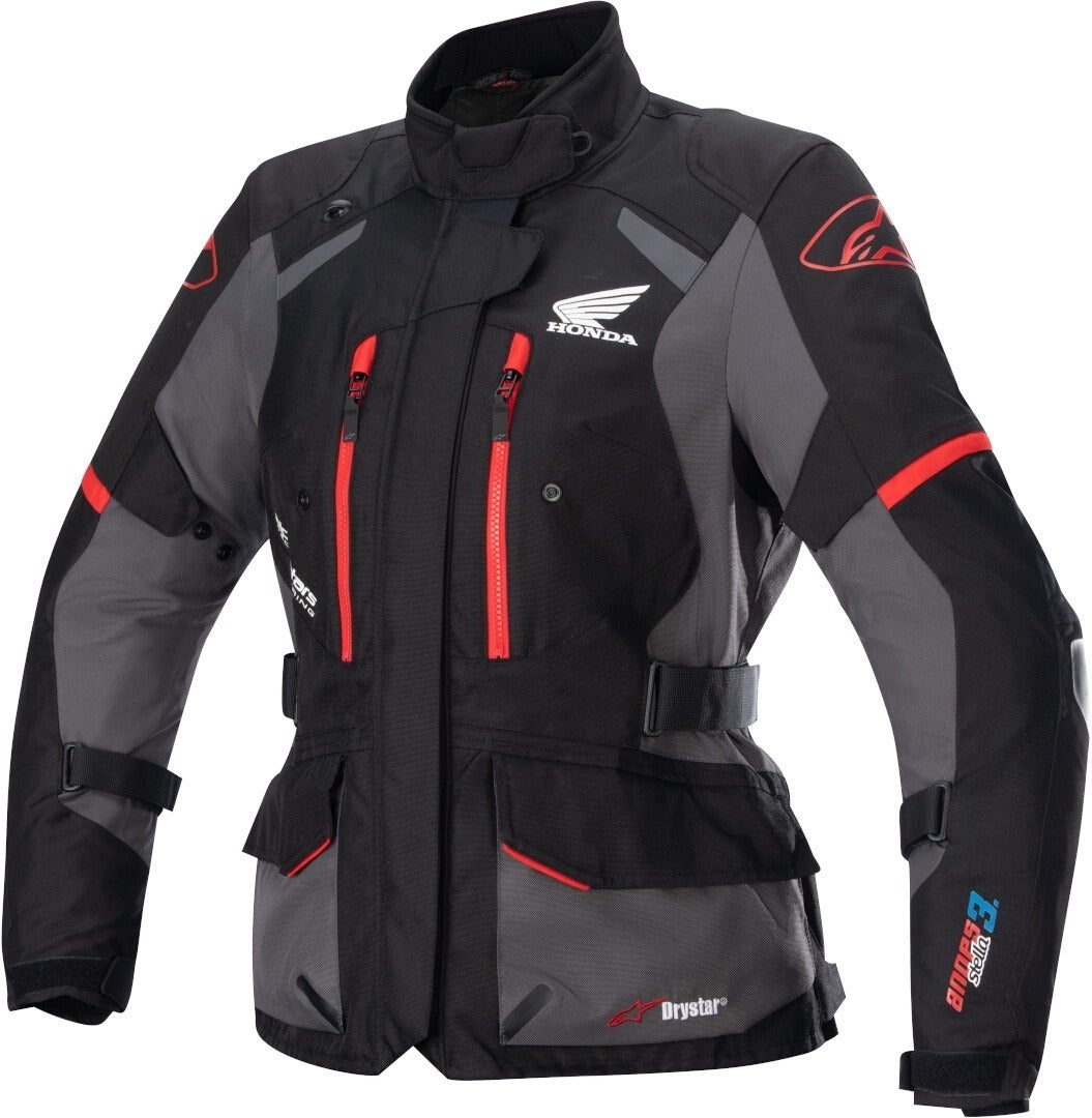 Alpinestars Honda Andes v3 Drystar imperméable dames moto textile veste Noir/Gris/Rouge M Figure 1