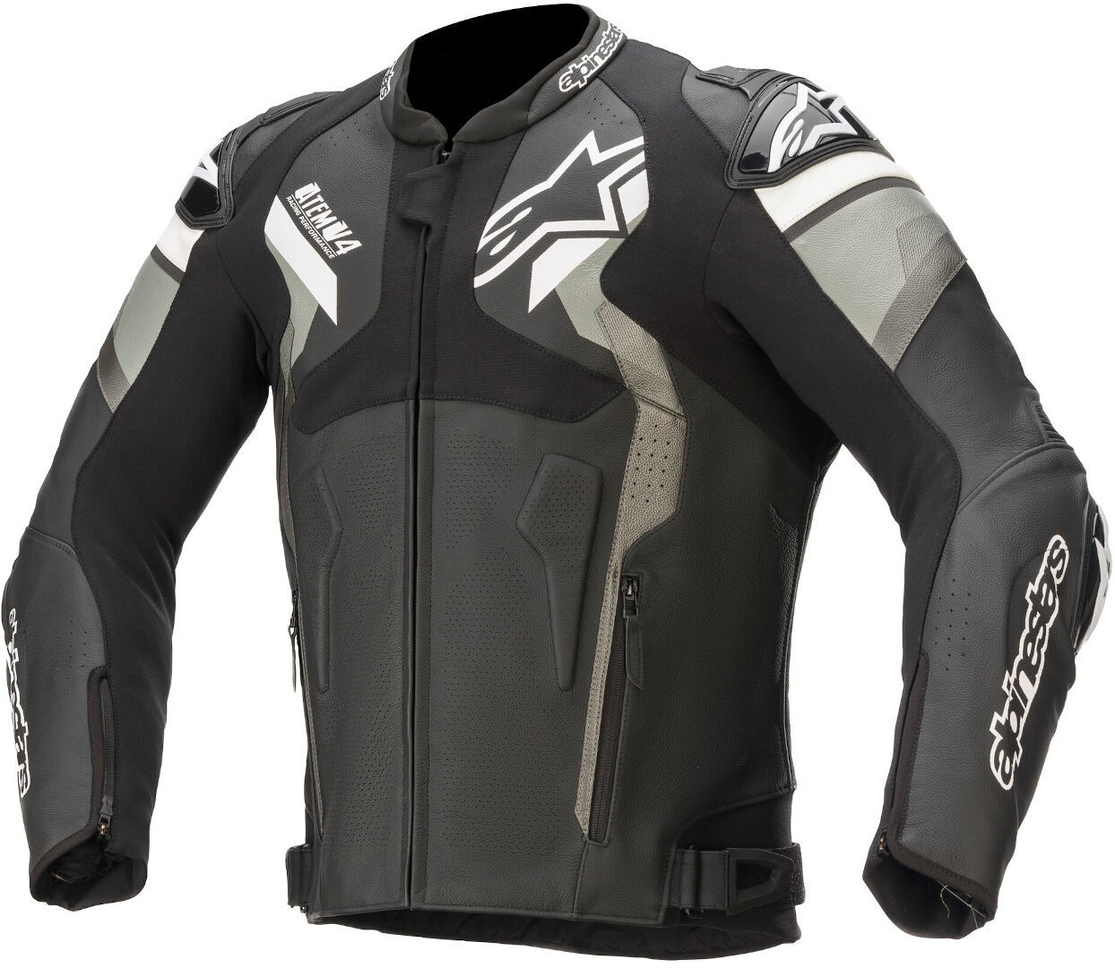 Alpinestars Atem V4 Motorcycle Leather Jacket black/grey/white 54 Figure 1