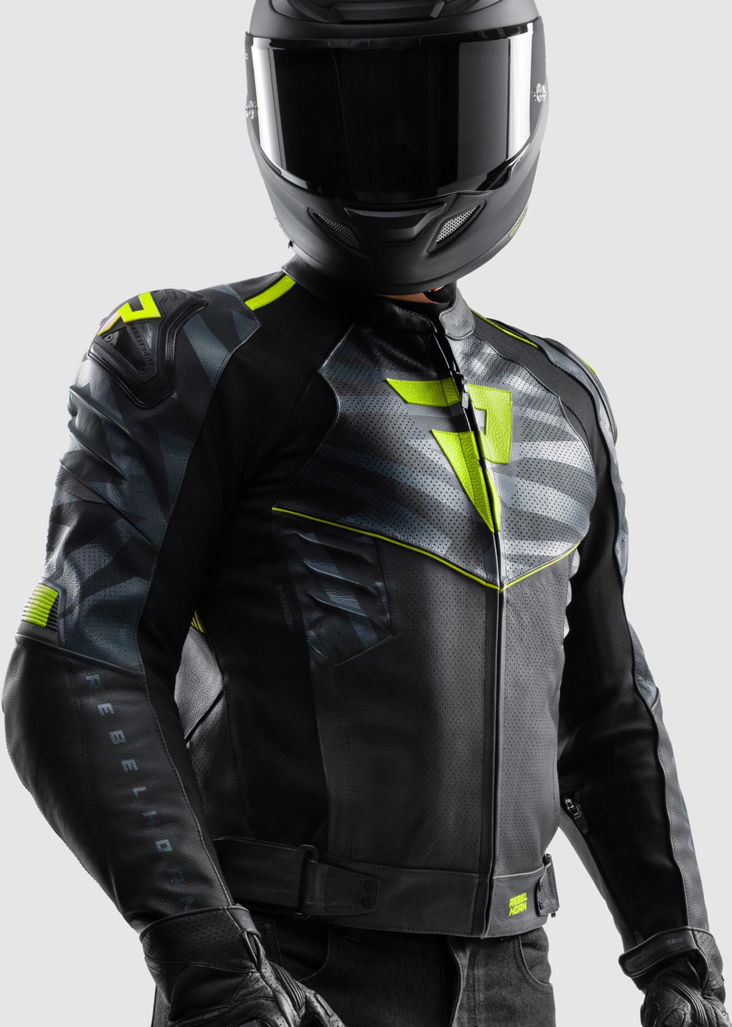 Rebelhorn Vandal 2 Motorcycle Leather Jacket black/grey/yellow 60 Figure 13