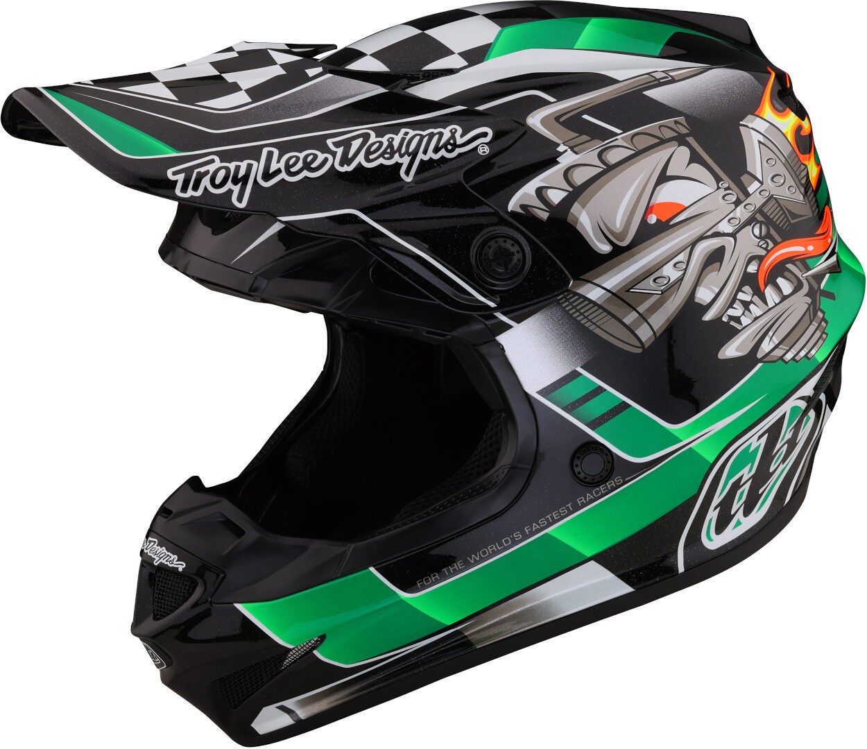 Troy Lee Designs SE4 Polyacrylite Carb MIPS Motocross hjelm sort/grøn/sølv L (58/59) Figur 1