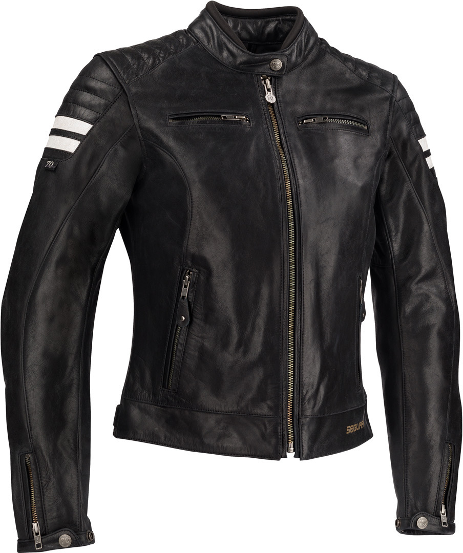Segura Stripe Ladies Motorcycle Leather Jacket black/white 44 Figure 1