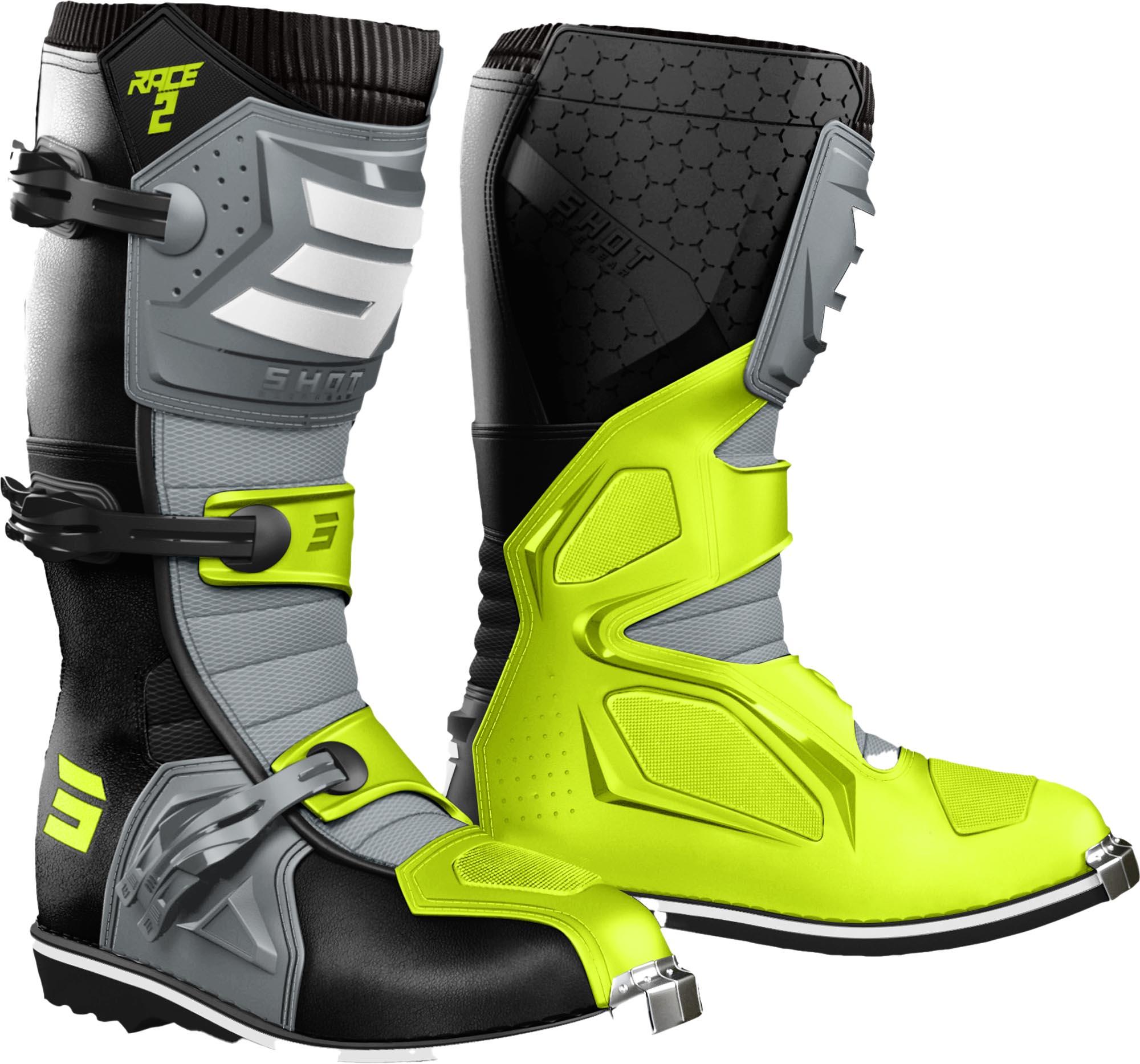 Shot Race 2 Motocross Boots grey/yellow 46 Figure 1