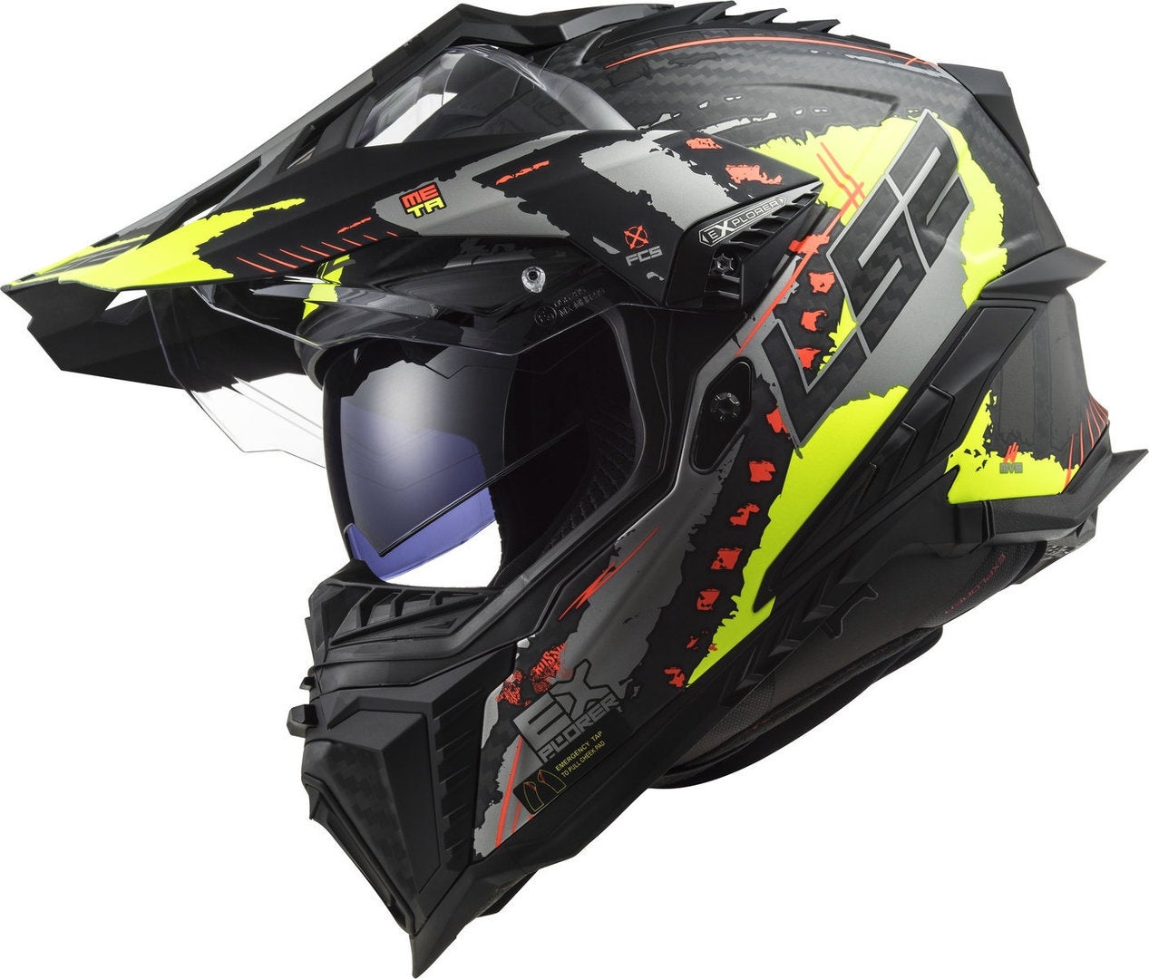 LS2 MX701 Explorer C Extend Carbon Motocross Helmet black matt/yellow M (57/58) Figure 3