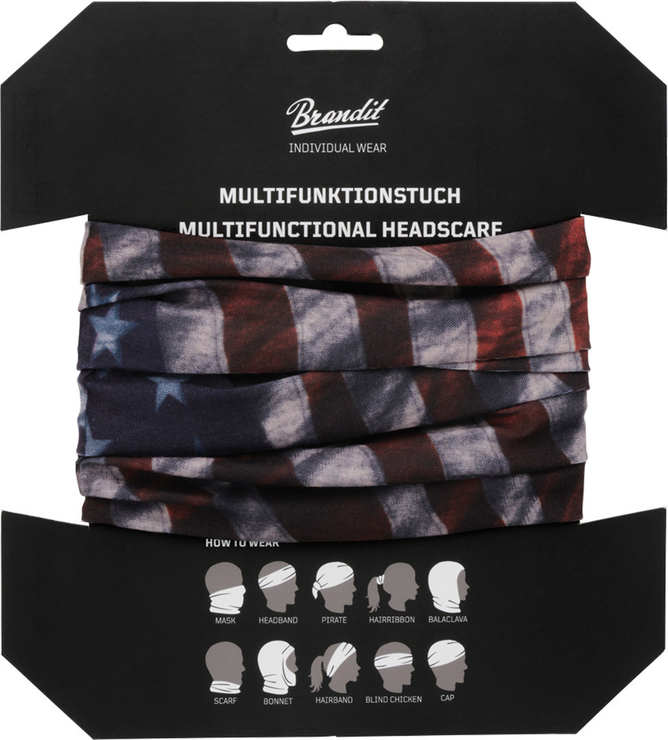 Brandit Copricapo multifunzionale bianco/blu/rosso Figura 2