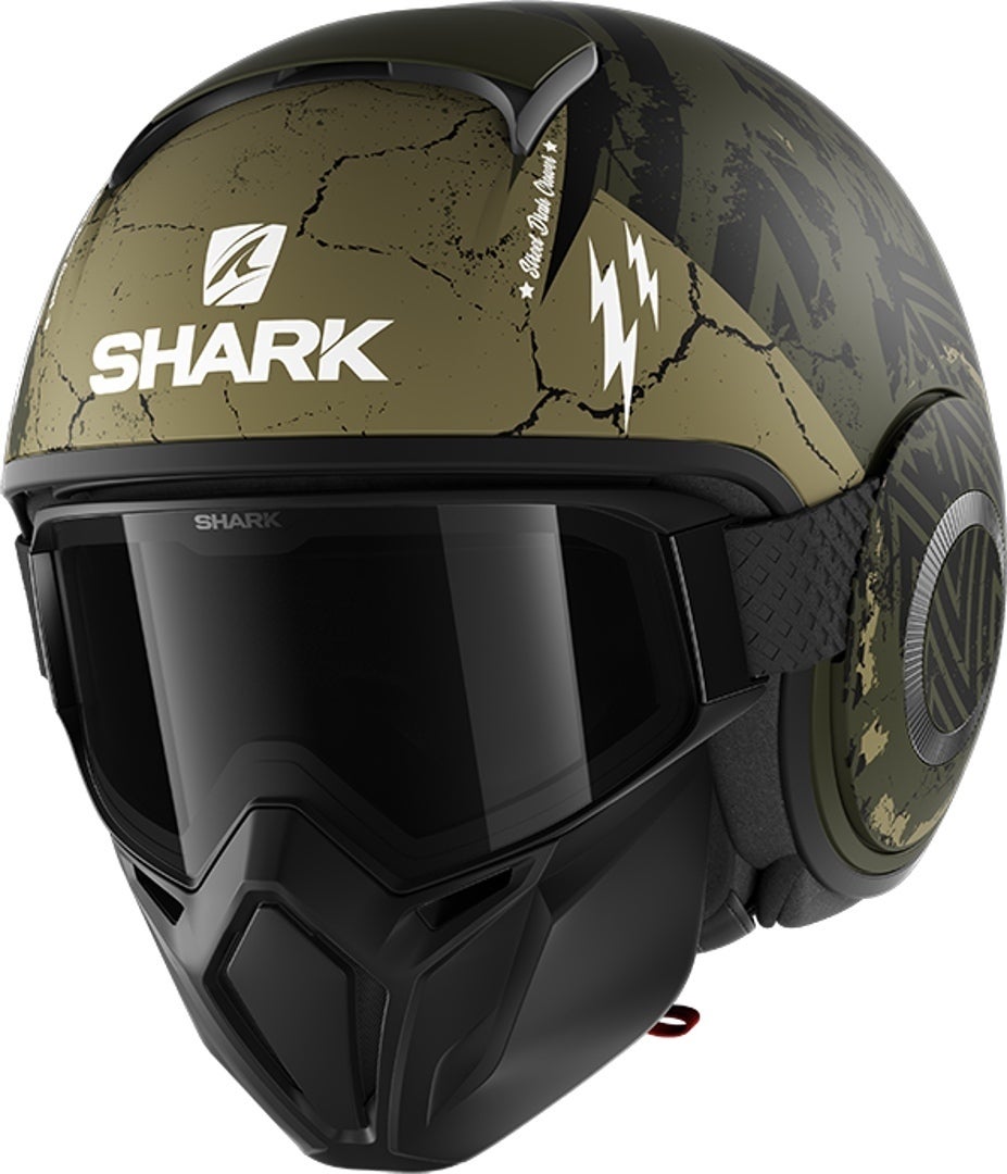 Shark Street-Drak Crower Capacete do jato preto fosco/verde L (59/60) Figura 1