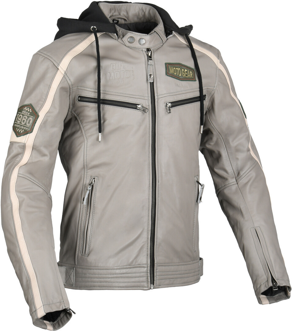 DIFI Detroit 2 Motorrad Lederjacke hellgrau/schwarz 58 Abbildung 1