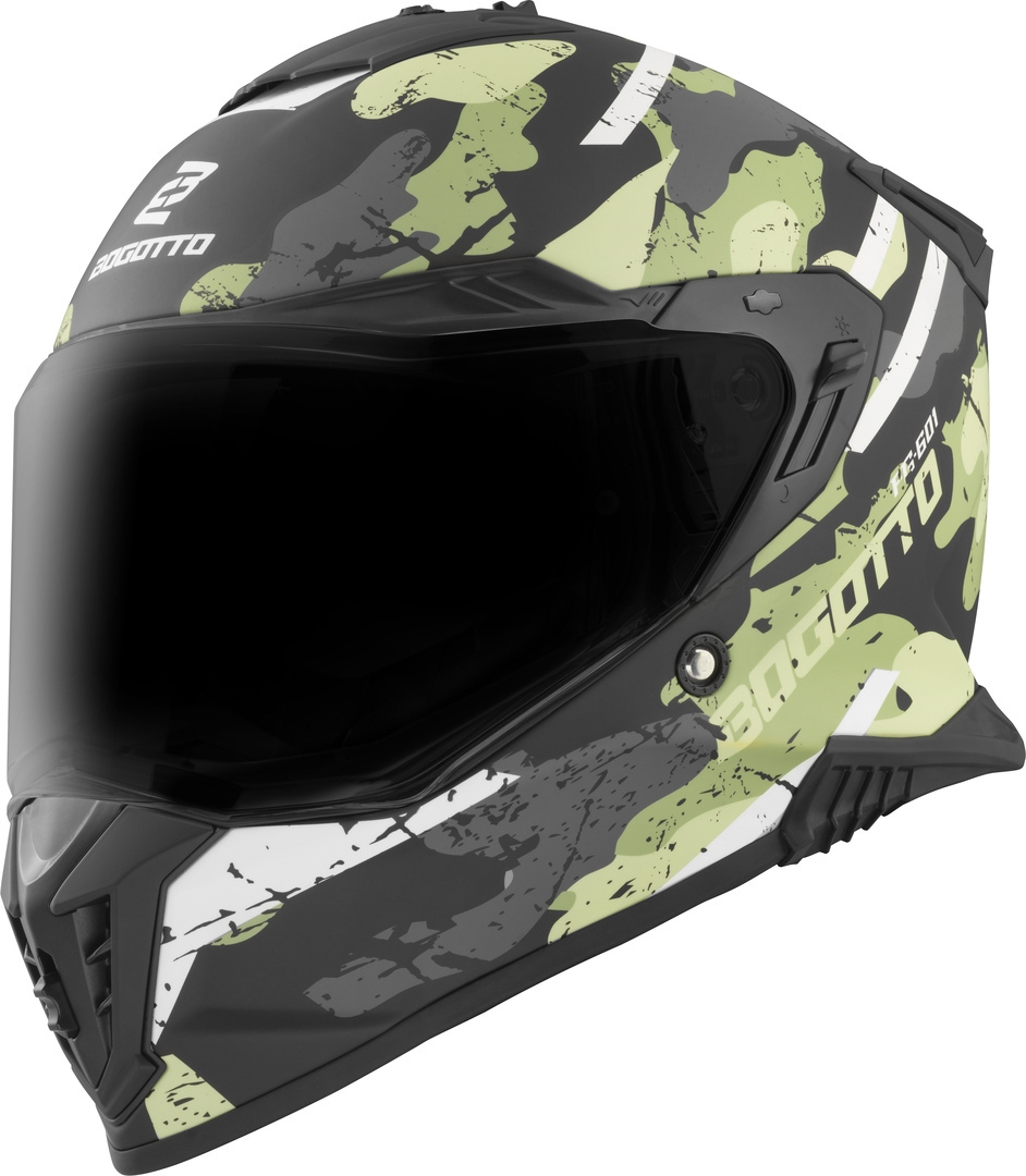 Bogotto FG-601 Sniper Cască Enduro din fibră de sticlă negru mat/gri/verde 2XL Figura 3