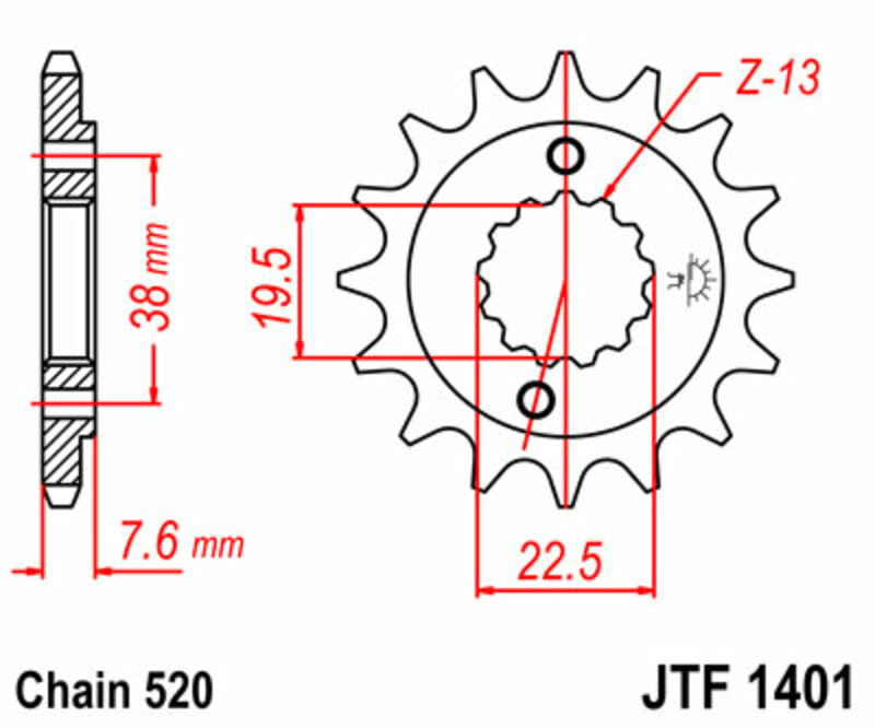 PROCHETE JT Pinionul Standard din oțel față 1401 - 520 Figura 3