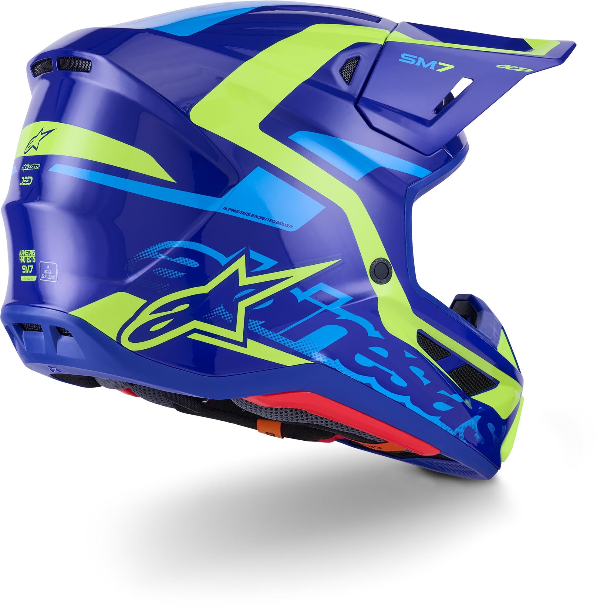 Alpinestars S-M7 Deed Casco da motocross blu/giallo M (57/58) Figura 7