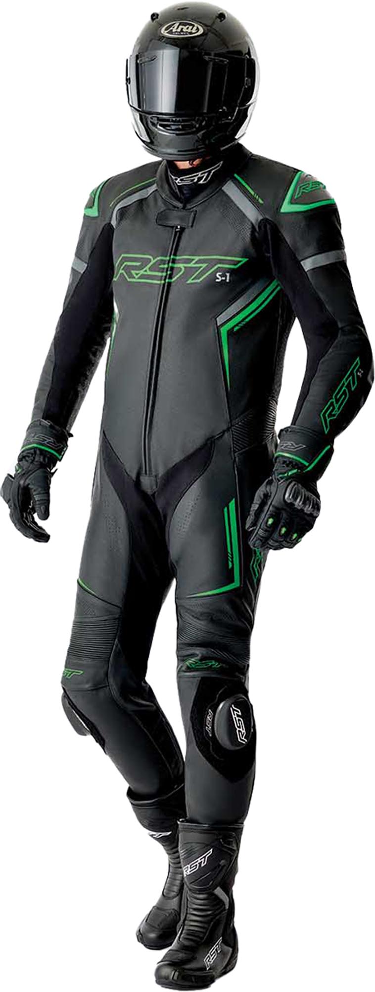 RST S1 D30 perforeret 1-delt motorcykellæderdragt Sort/neon-grøn 52 Figur 12