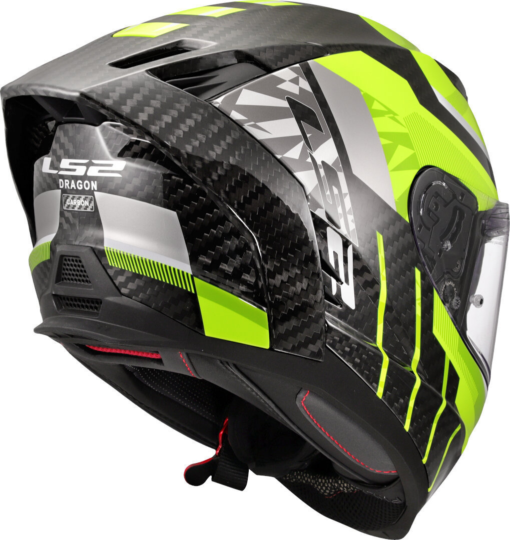 LS2 FF807 Dragon Trax Carbon Hjälm Kol/Neongult Man (57/58) Figur 5