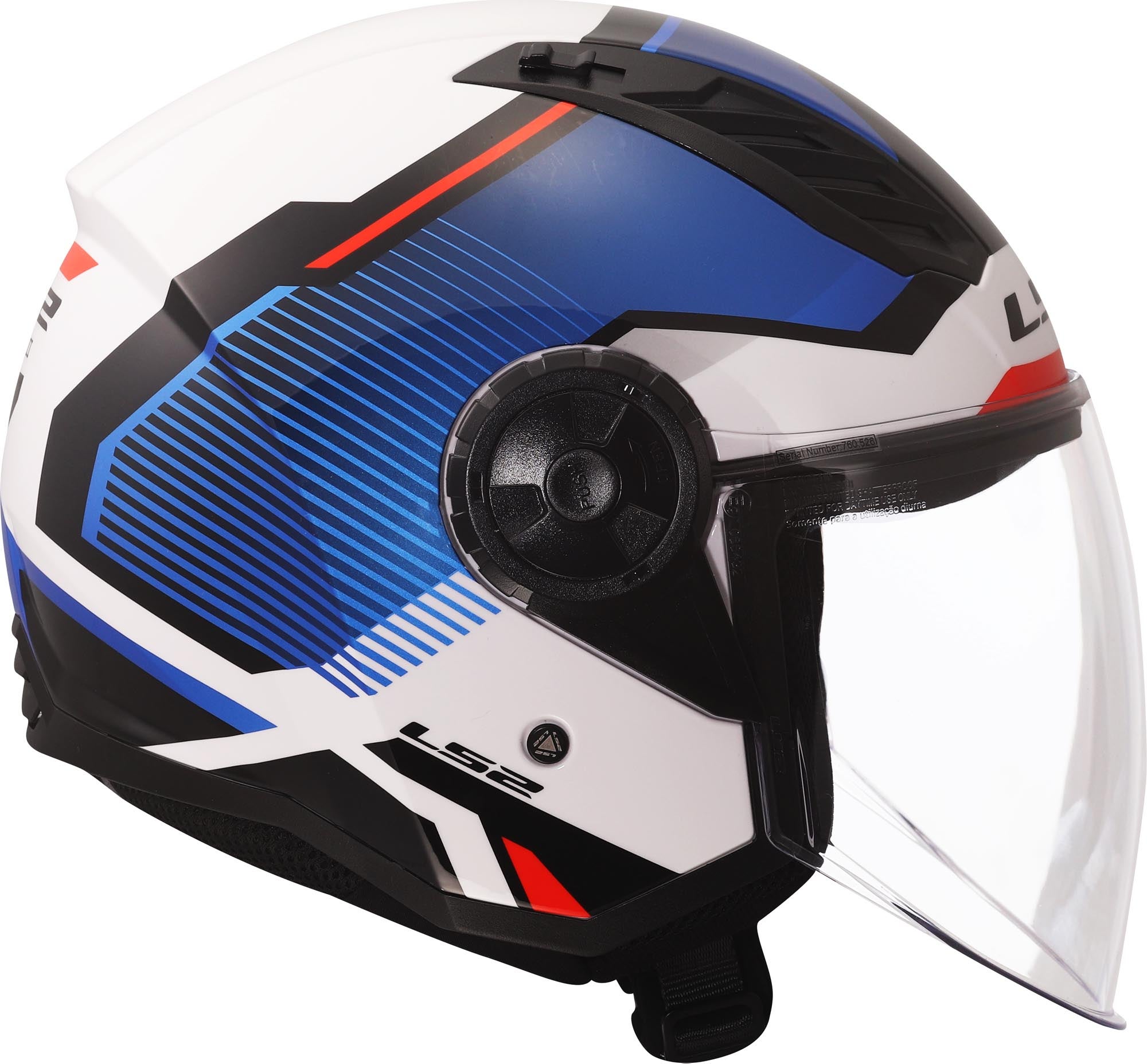 LS2 OF616 Airflow II Solar Κράνος τζετ λευκό/μπλε/κόκκινο XL (61/62) Γράφημα 2