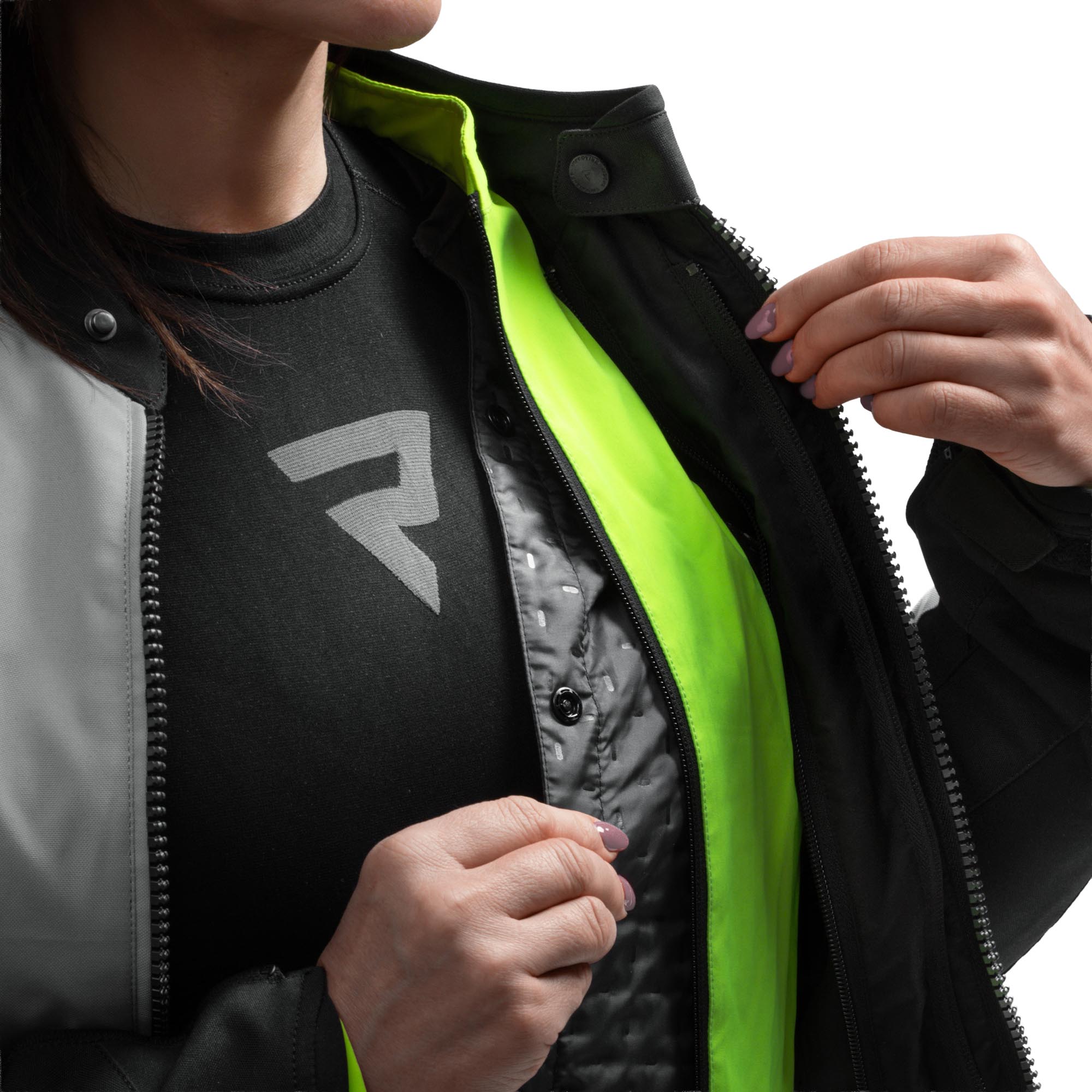 Rebelhorn Swift wasserdichte Damen Motorrad Textil Jacke hellgrau/gelb L Abbildung 12