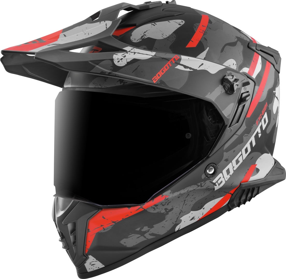 Bogotto FG-601 Sniper Enduro hjelm i glasfiber sort mat/grå/orange S Figur 1