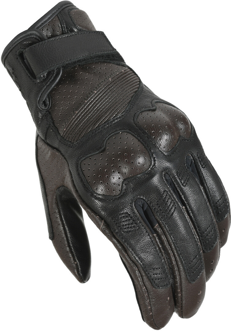 Macna Bold perforerede motorcykelhandsker sort/brun S Figur 1