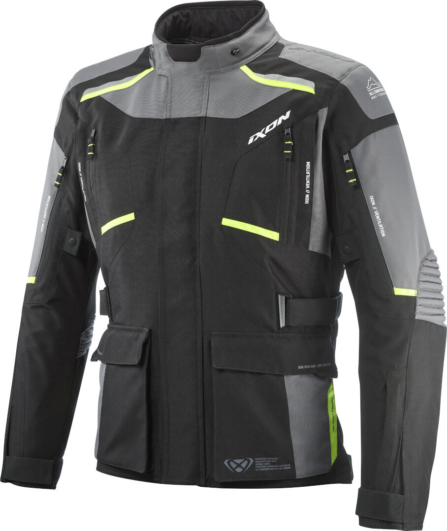 Ixon Midgard Jachetă textilă impermeabilă pentru motociclete negru/gri/fluo-galben S Figura 1
