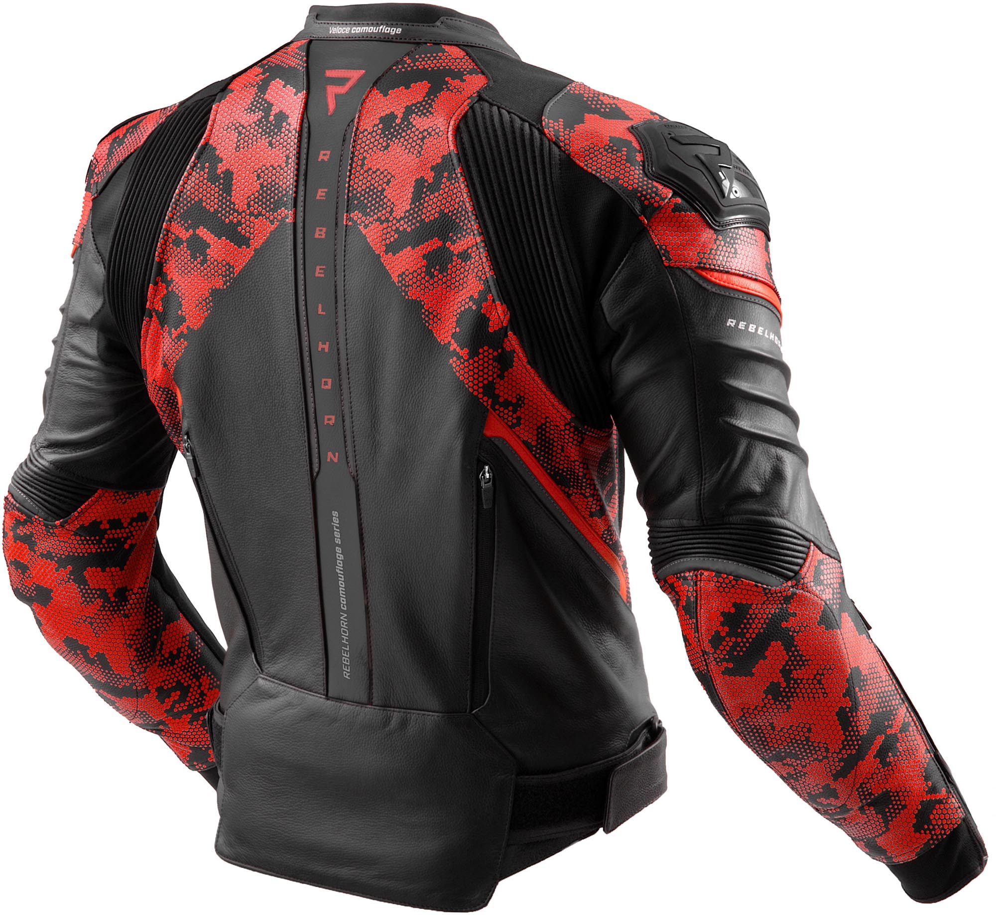 Rebelhorn Veloce Camo Motorcycle Leather Jacket black/red 48 Figure 2