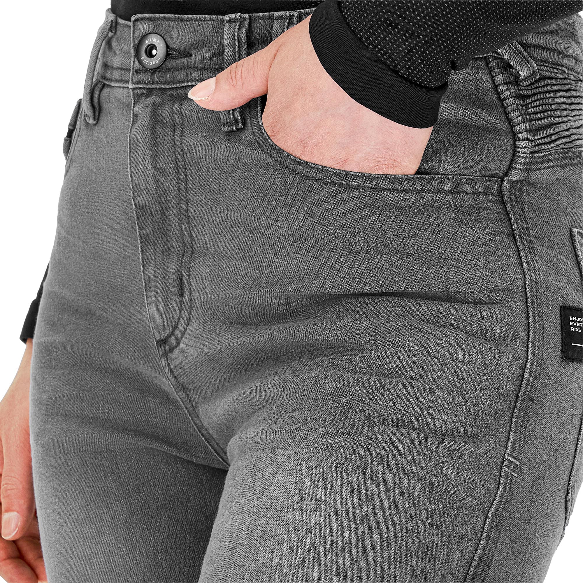 SHIMA Zenith Dames Motorjeans grijs 32/30 Figuur 8