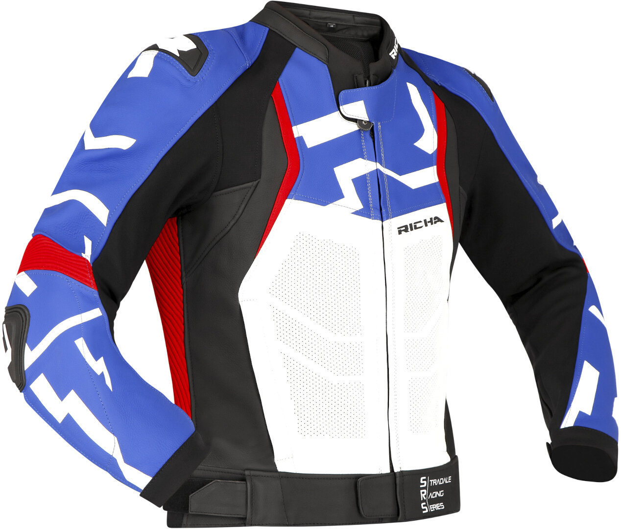 Richa Stradale perforated Motorcycle Leather Jacket blue/white/black/red 60 Figure 1