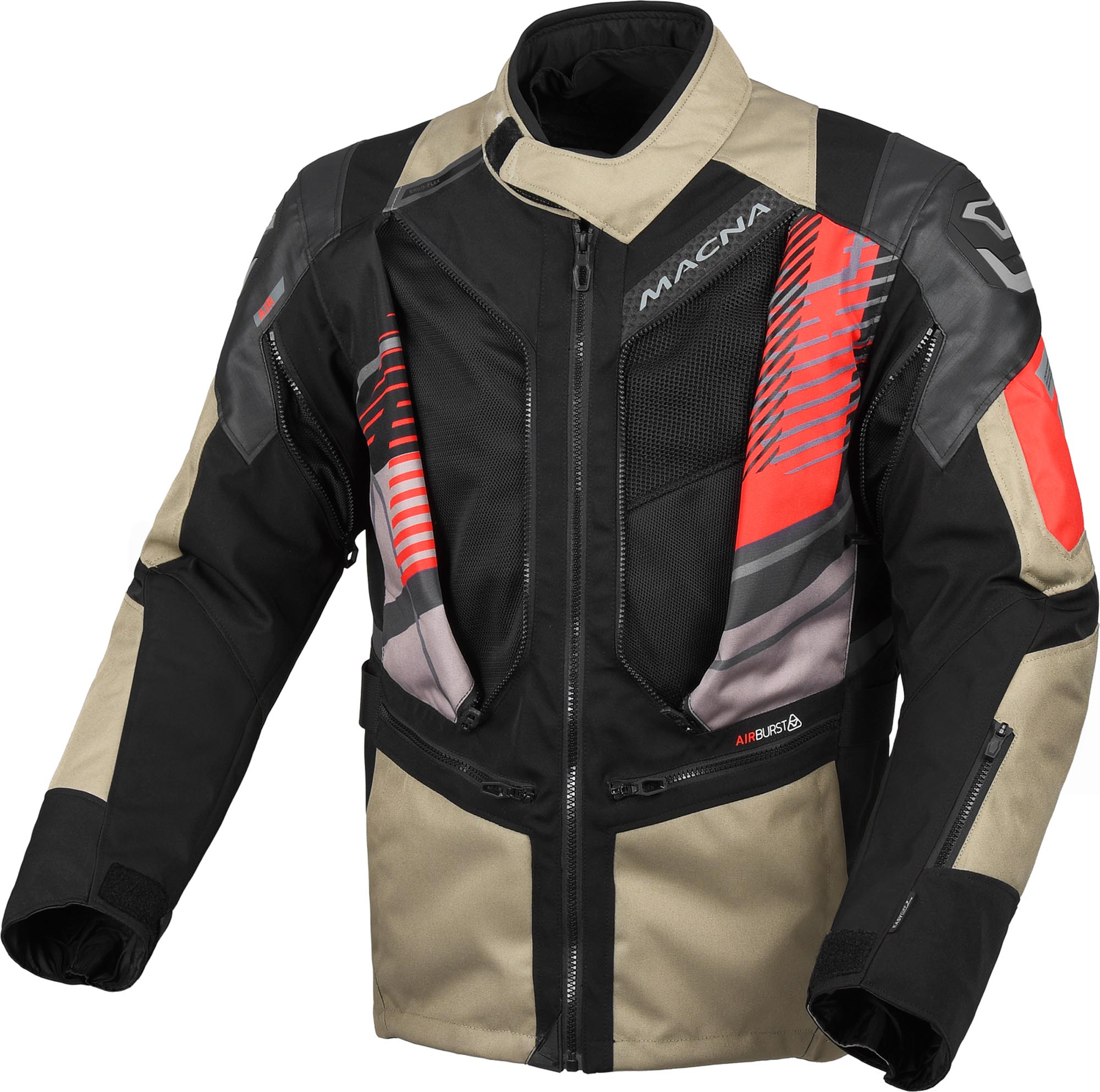 Macna Neoval vattentät motorcykeltextiljacka Beige/svart/rött L Figur 2