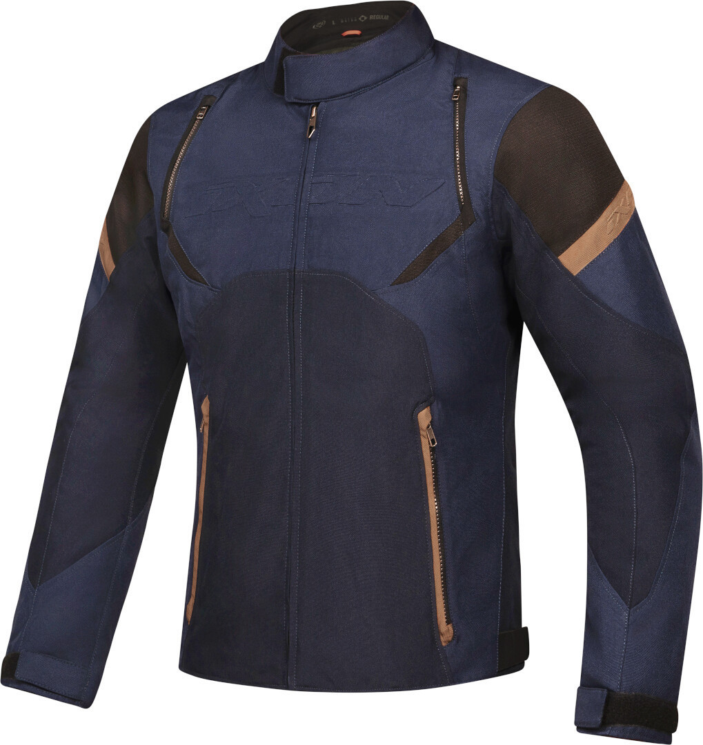 Ixon Striker Retro Waterproof Motorcycle Textile Jacket black/navy blue/brown S Figure 1