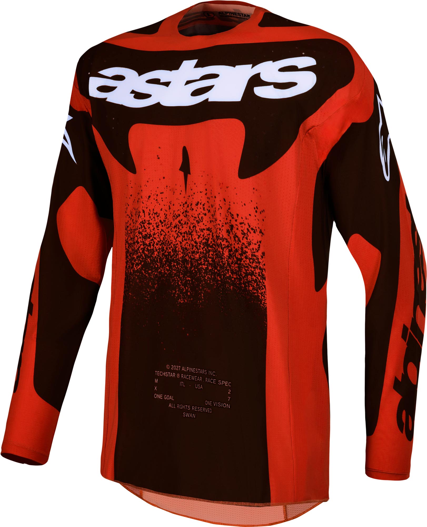 Alpinestars Techstar Swan Мотокрос фланелка червено/черно/бяло S Фигура 1