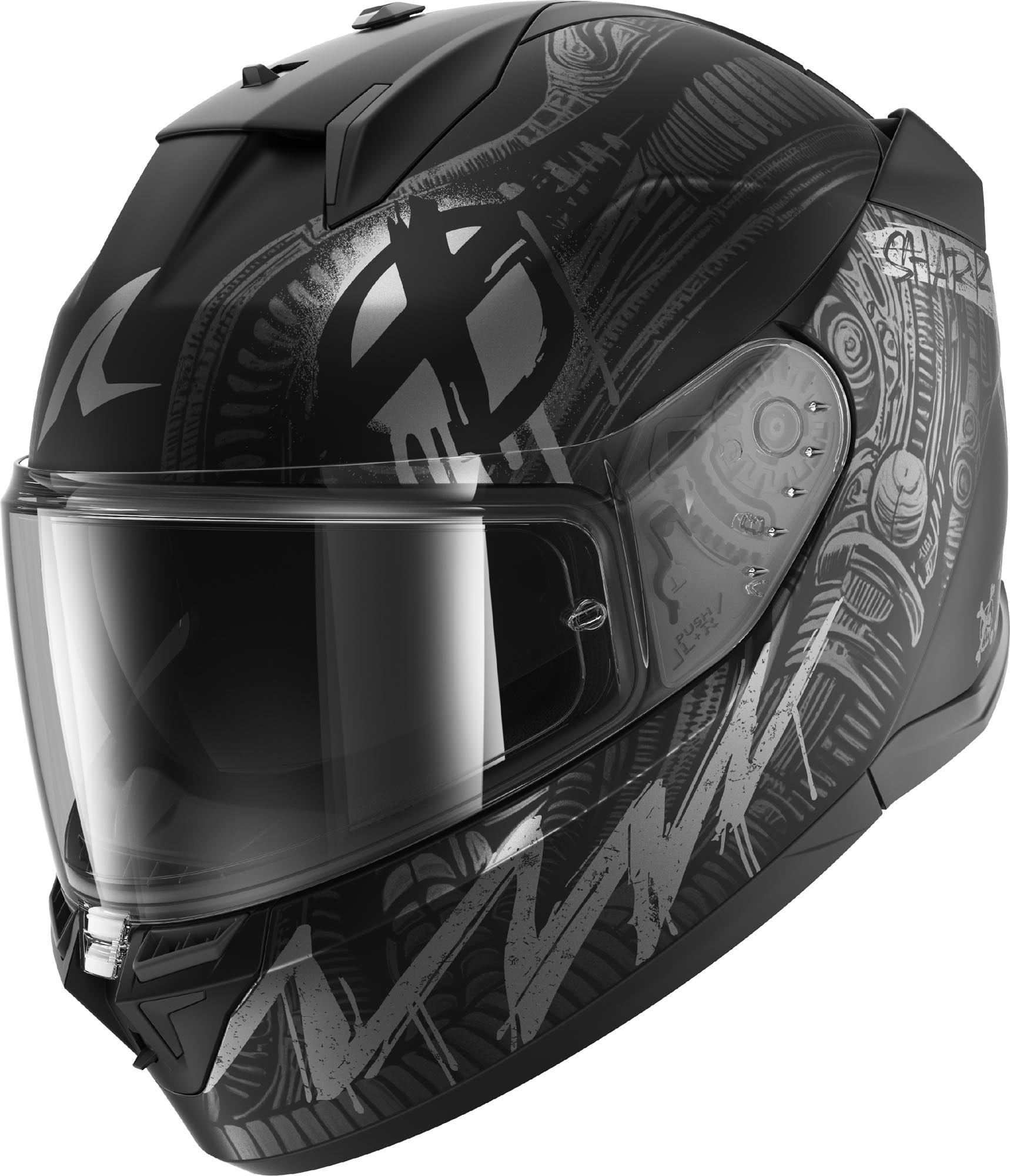 Shark D-Skwal 3 Shiever Helm Zwarte mat/zilver S (55/56) Figuur 1