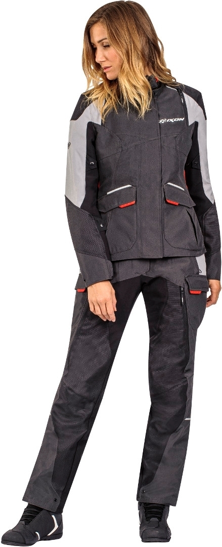 Ixon Balder Damen Motorcycle Textile Jacket black/grey/red S Figure 3