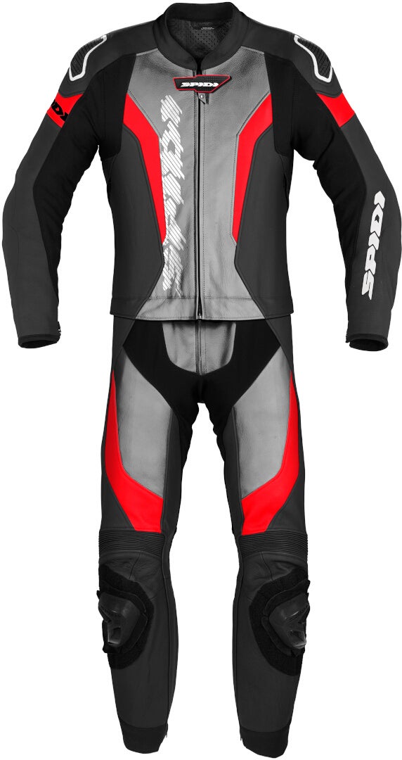 Spidi Laser Touring Two Piece Motorcycle Leather Suit black/grey/red 58 Figure 1
