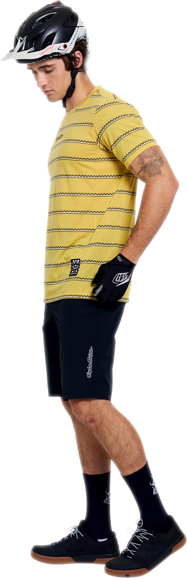 Side view of Troy Lee Designs Skyline Ride Checked Out Short Sleeve Bicycle Jersey