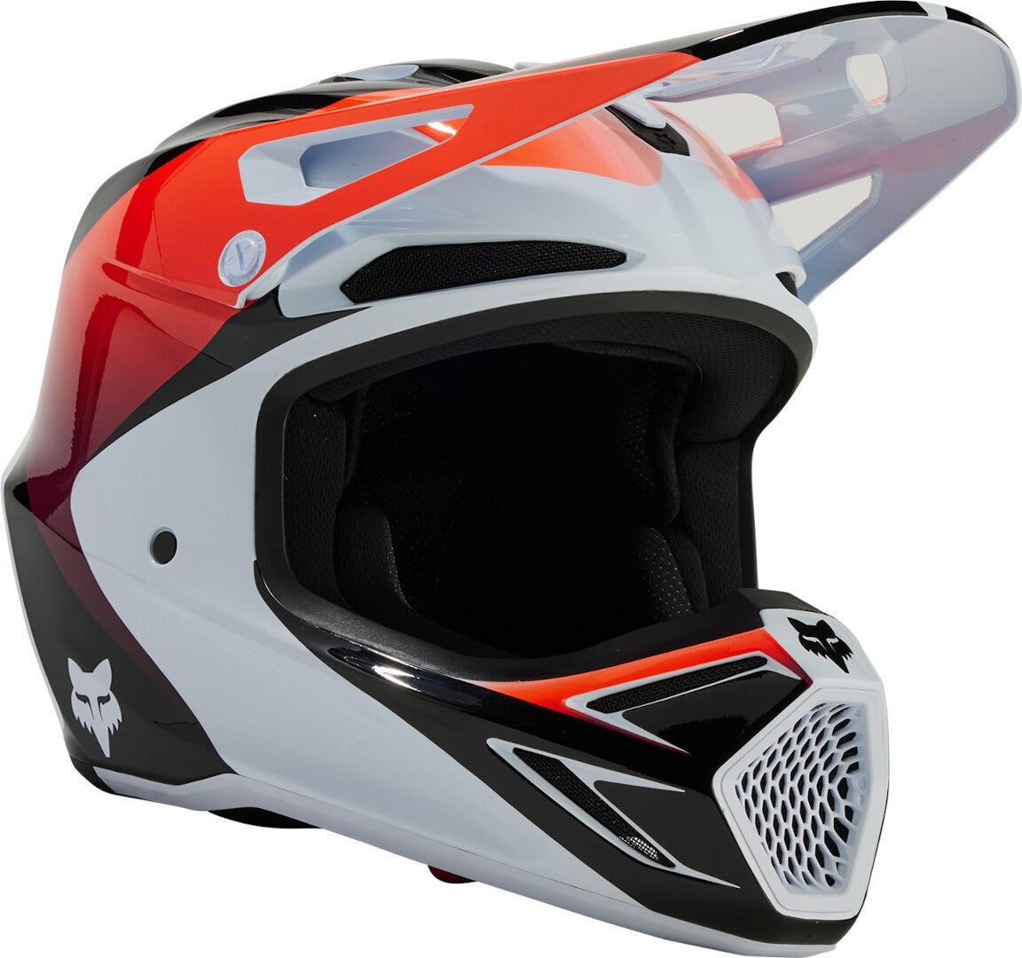 FOX V3 Streak Jeugd Motorcross helm wit/rood Y/L (52/53) Figuur 1