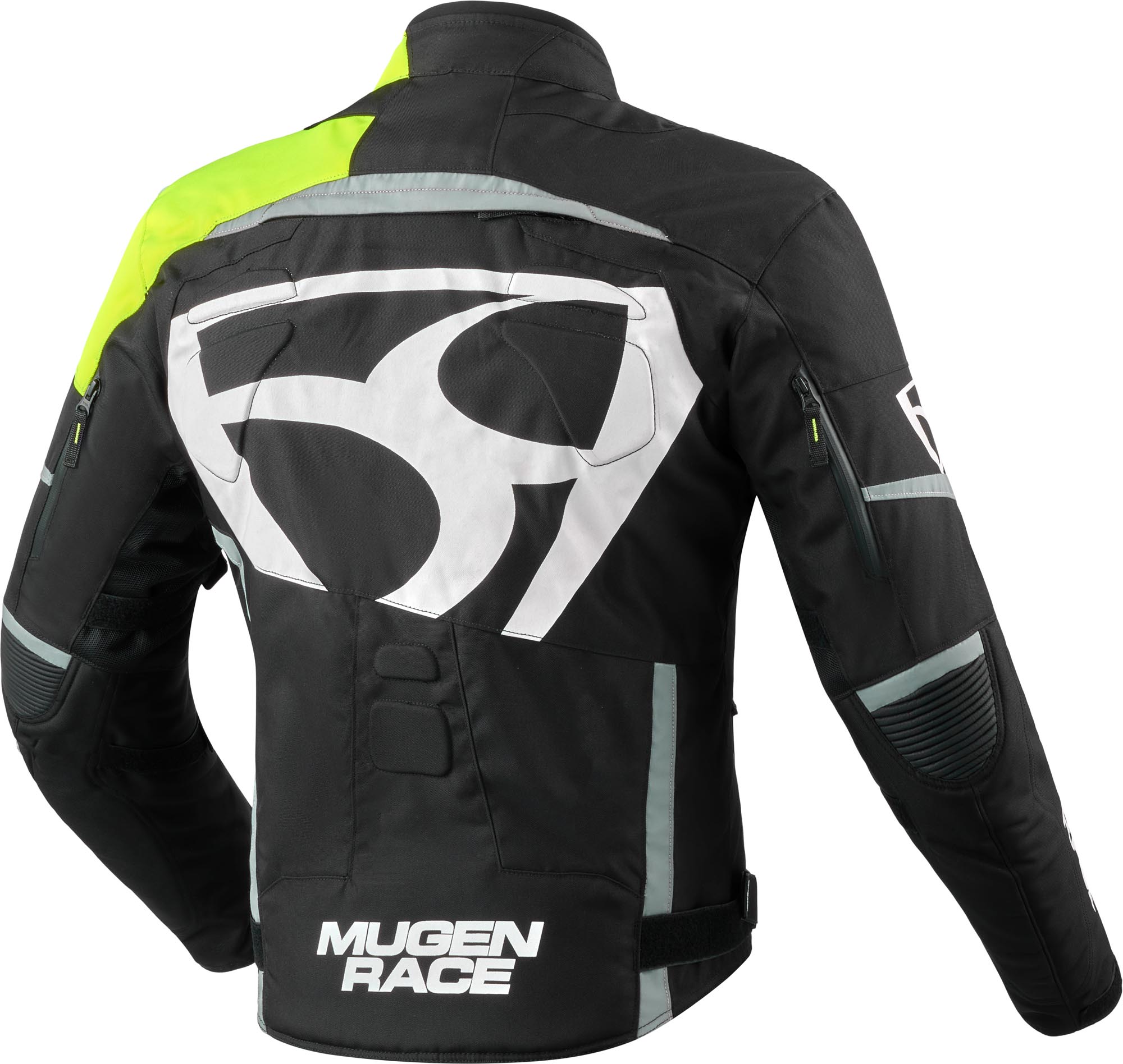 MUGENRACE Aggressore-T waterdichte motorfiets textieljas zwart/wit/neon-geel M Figuur 2