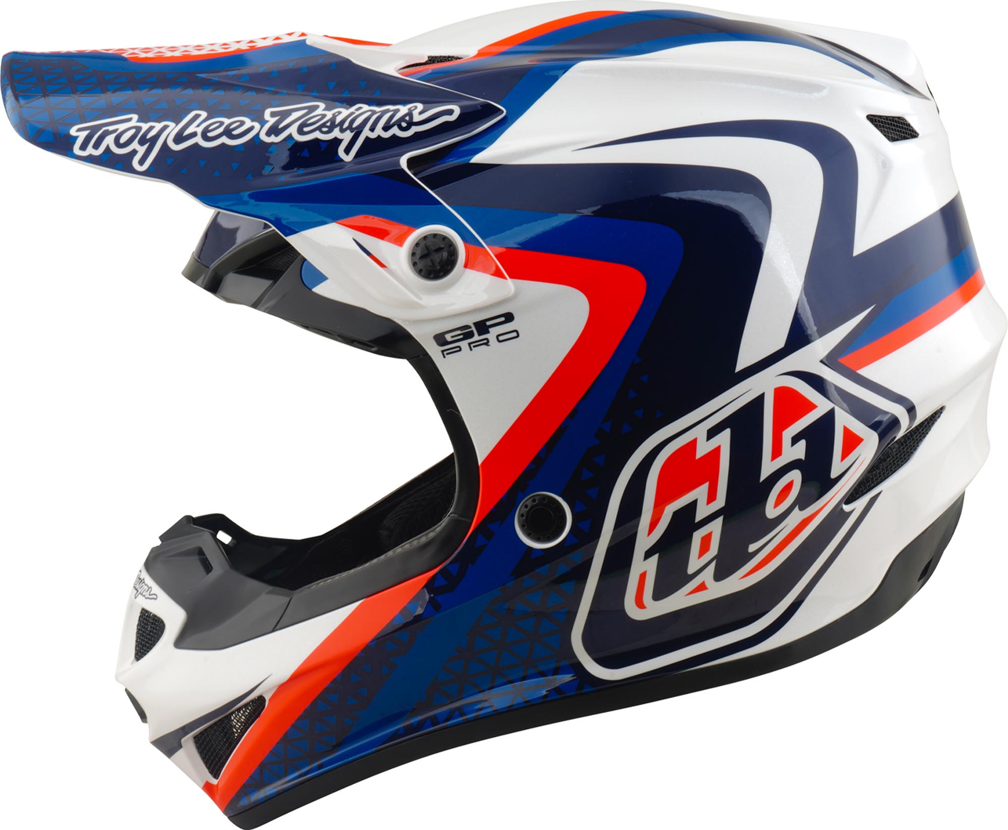 Troy Lee Designs GP Pro MIPS Slides Motocross čelada belo/modro M (57/58) Slika 7