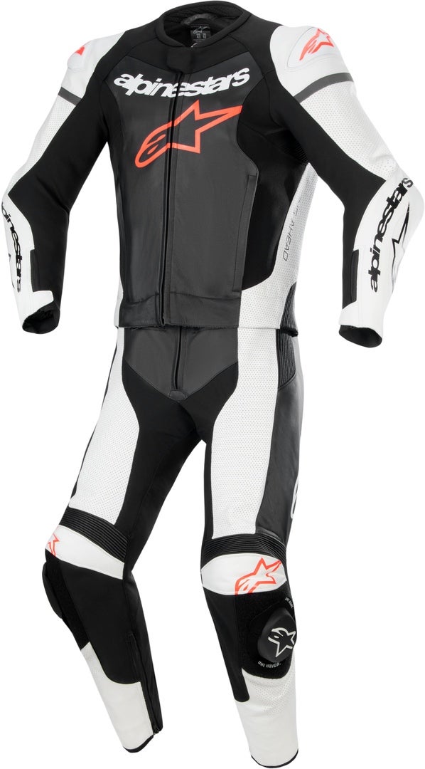 Alpinestars GP Force Lurv perforierte 2-Teiler Motorrad Lederkombi schwarz/weiß/neon-rot 56 Abbildung 1
