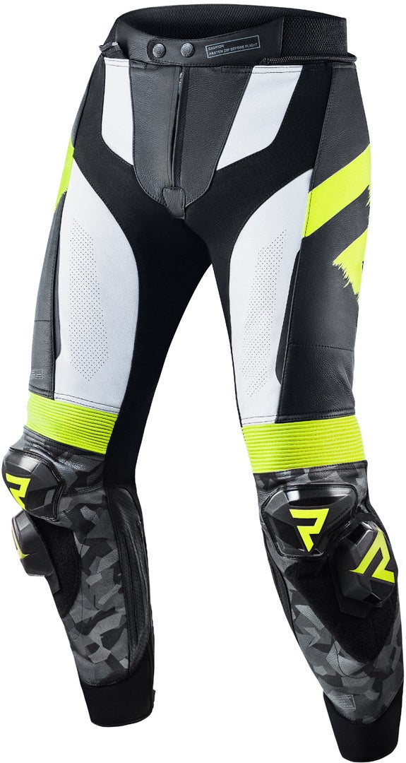 Rebelhorn Rebel Motorcycle Leather Pants black/white/yellow 48 Figure 1
