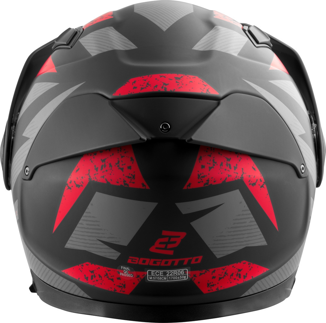Bogotto FG-102 Safari Cască Enduro din fibră de sticlă Negru mat/gri/roșu S Figura 7