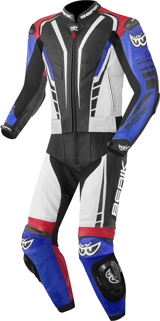 Berik XR-Ace Two Piece Motorcycle Leather Suit black/white/red/blue 60 Figure 1