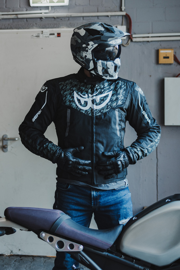 Berik Camo Street Vattentät motorcykel textiljacka svart/vitt 48 Figur 3