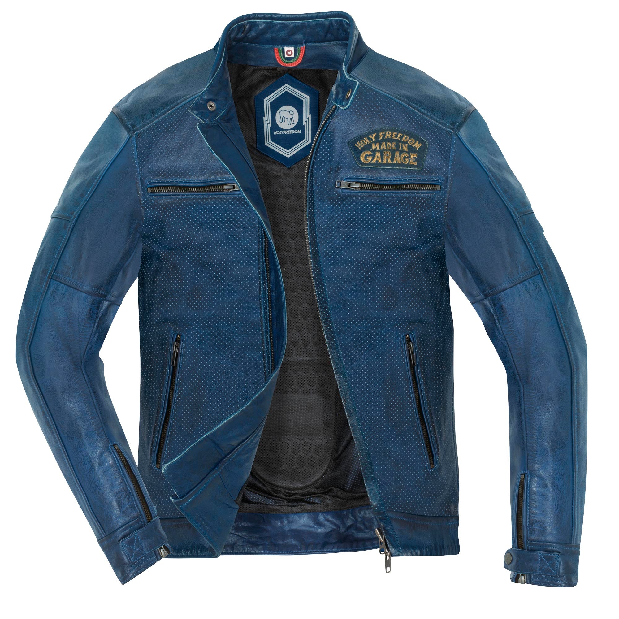 HolyFreedom Zero Summer perforated Motorcycle Leather Jacket dark blue XXL Figure 2