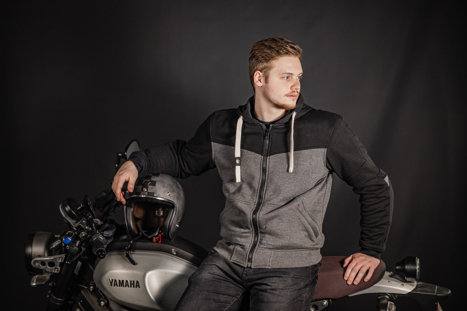 Merlin Hurley Giacca con cappuccio con zip da moto Grigio scuro/nero M Figura 7
